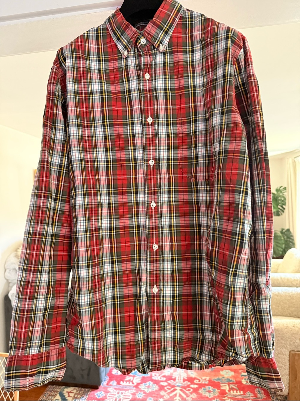 J. Crew Red and Green Plaid Button-Down Shirt
